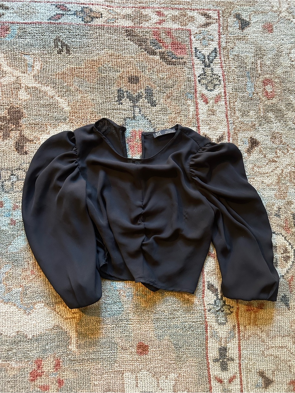 Zara Black Puff-Sleeve Blouse